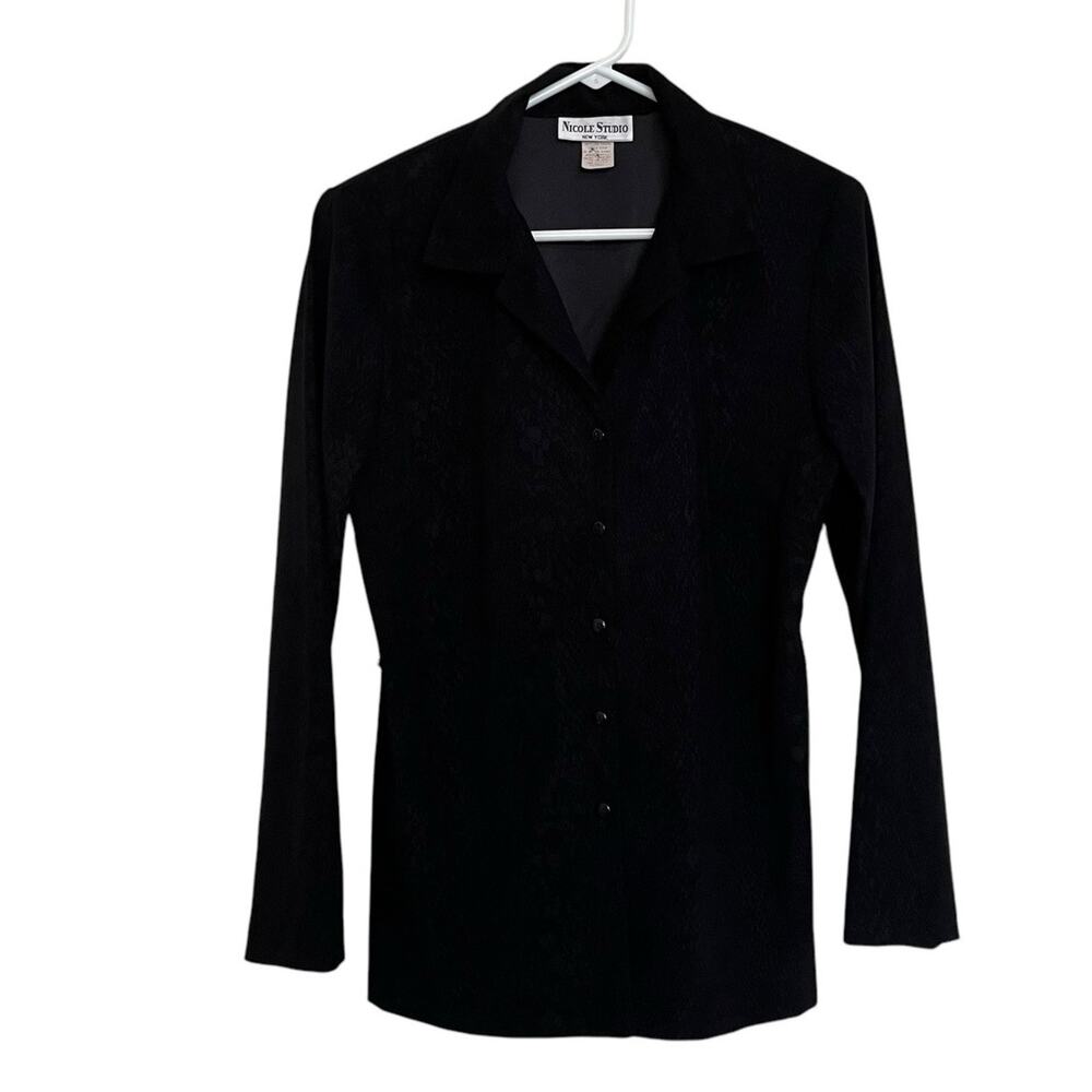 Nicole Studio | Vintage Y2K Snakeskin Print Blazer Black Size 8 80s Mobwife